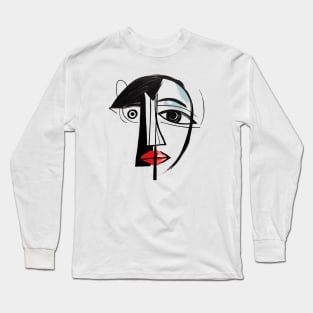 Picasso Style Artsy Face Long Sleeve T-Shirt